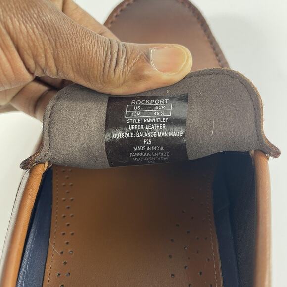 Rockport Shoes Mens Size 12 Brown Leather Slip On Dress TruTech RMWHITLEY Loafer